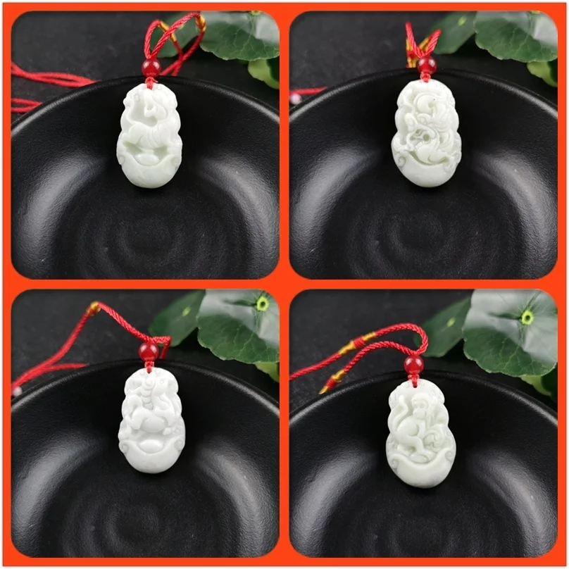 Women'S Fashion Jewellery - Chinesische Sternzeichen Geschnitzt Jade Anhänger Halskette