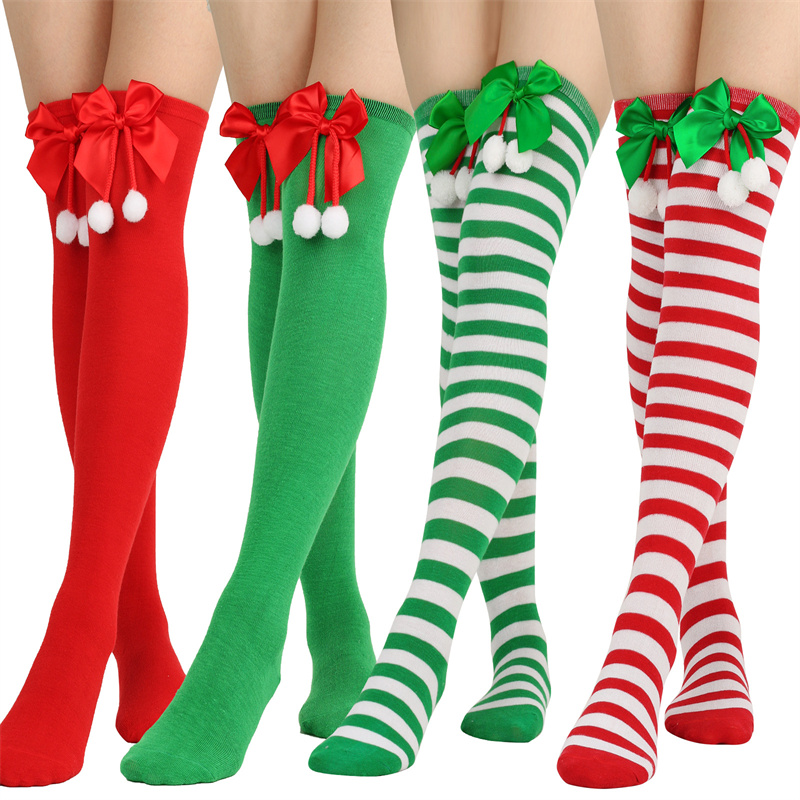 Women Fashion Over The Years - Weihnachts-Stricksocken mit Fliege über dem Knie,