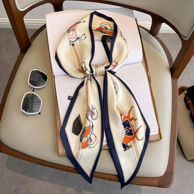 Women Fashion Necktie - Luxus Design Seide Dünne Kopfbedeckung Schal