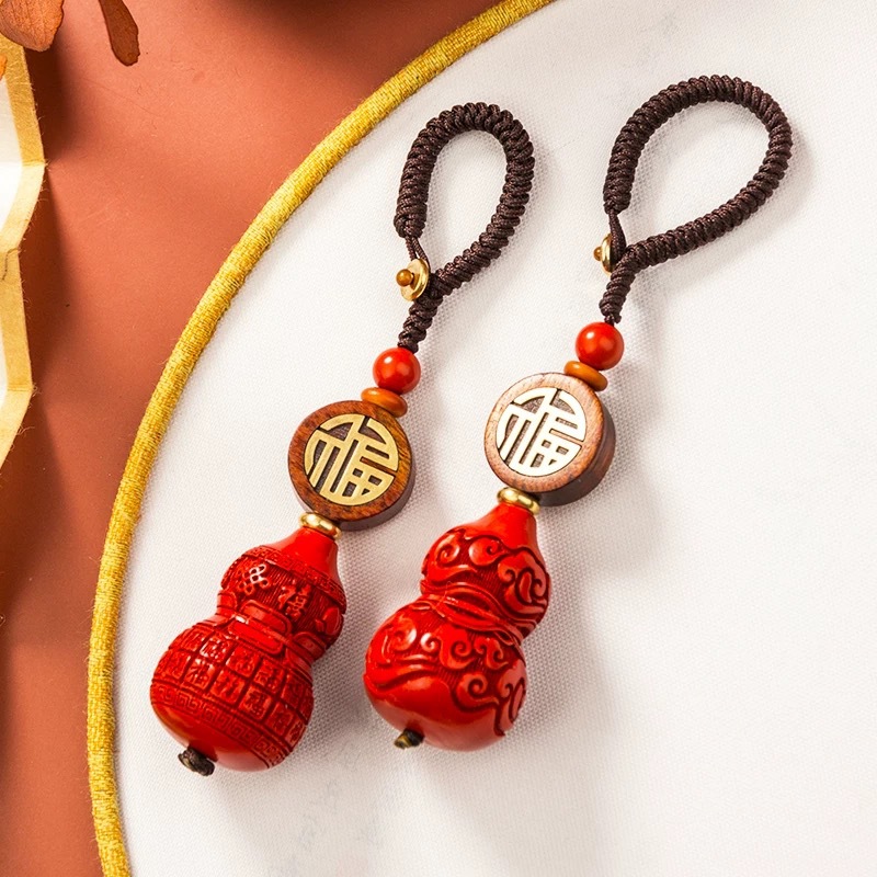 Women'S Fashion Jewellery - Modischer roter Zinnober-Jade-Kürbis-Schlüsselanhänger, Halskette, Schmuck, chinesisch