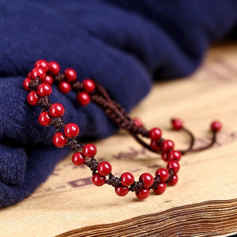 Women'S Fashion Jewellery - Maßgeschneidertes natürliches rotes Zinnober-Armband mit 6