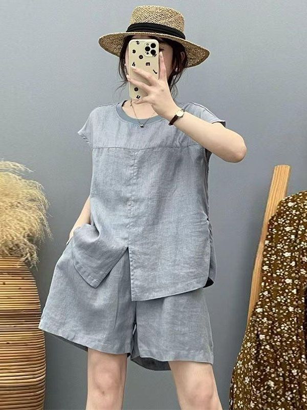 Women Fashion Over The Years - Hochwertiges Baumwoll-Leinen-Set für Damen, Sommer, locker,