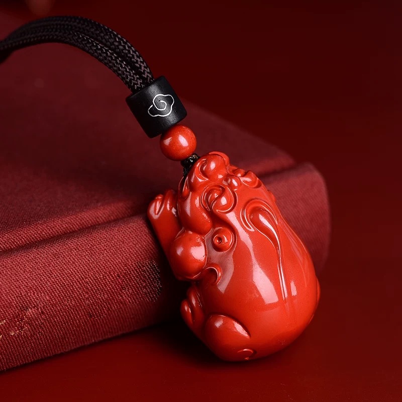 Women'S Fashion Jewellery - Modische Rote Zinnober-Jade Große Pixiu-Anhänger-Halskette, Chinesischer