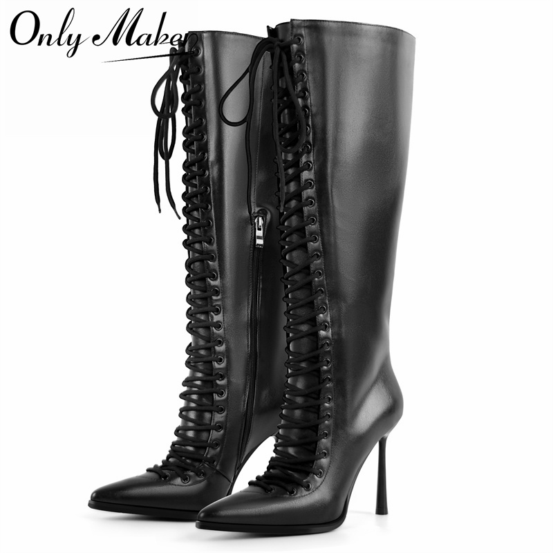Women'S Fashion Knee High Boots - Onlymaker Kniehohe Stiefel aus Kunstleder mit