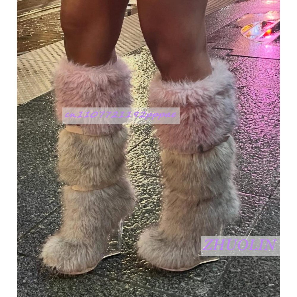 Winter Farbverlauf Pelzigen Tr – Women'S Fashion Knee High Boots Bewertung und Preis