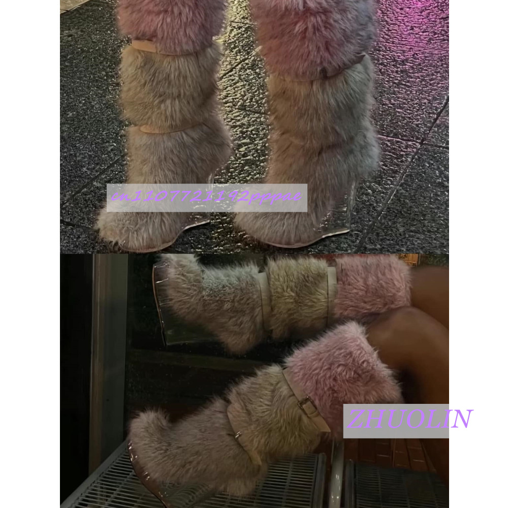 Winter Farbverlauf Pelzigen Tr – Women'S Fashion Knee High Boots Bewertung und Preis