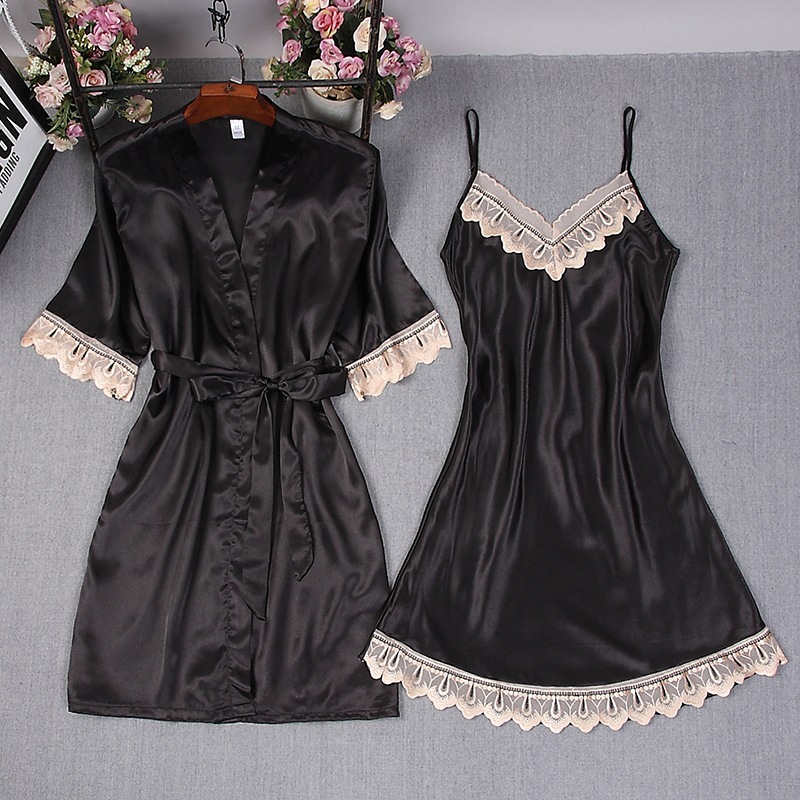 Frauen Satin Robe Reine Farbe  – Lace Trim Cami Bewertung und Preis